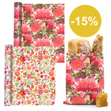 Spar-Set – XL Brotbeutel & 2 Bienenwachstuch-Rollen – Rosengarten & Blütenzauber